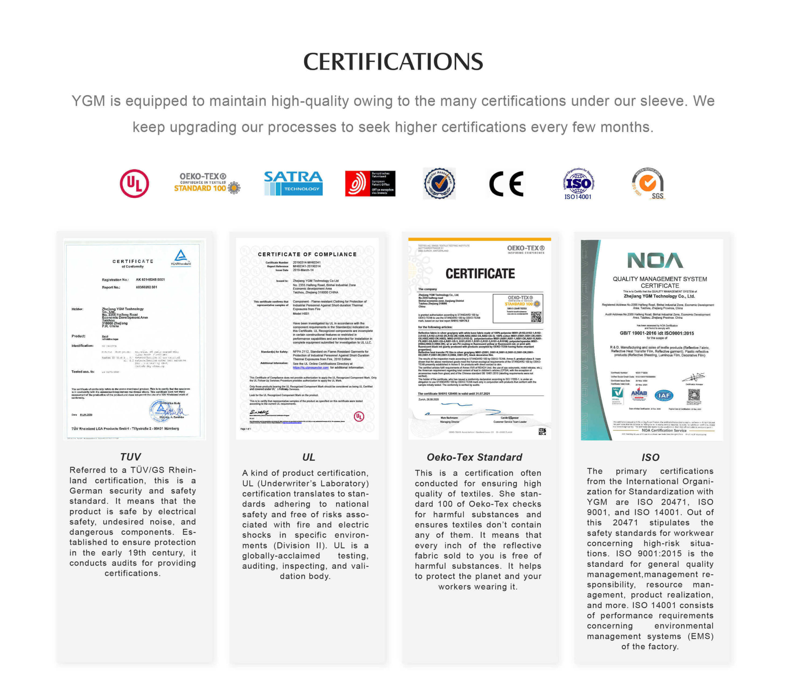 ygmreflective certifications
